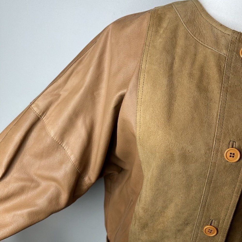 El Corte Ingles Donci Women's Camel Beige Tan Blazer Jacket 12 (42) Leather‎ - Picture 3 of 16